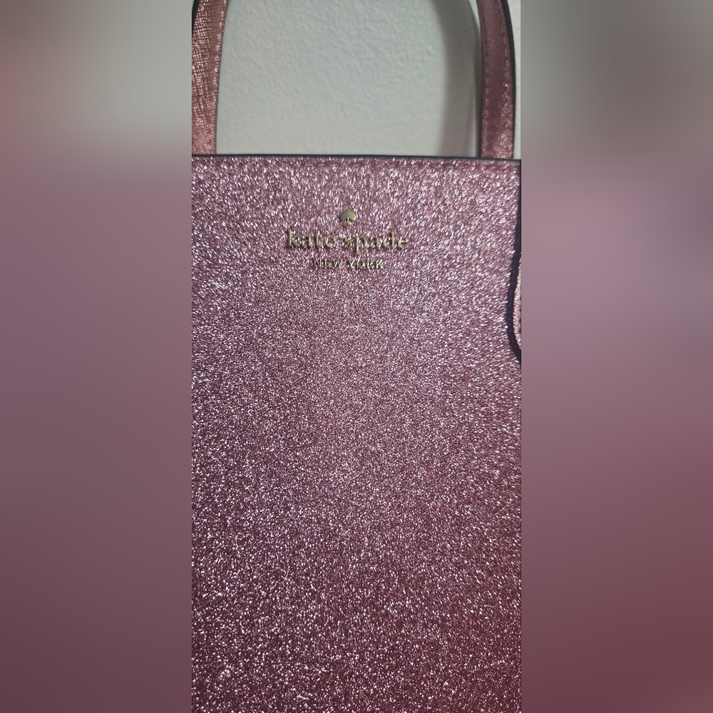 Kate Spade Sparkling Pink Glitter Tote Bag With Detachabble Strap For Crossbody - Picture 2 of 9